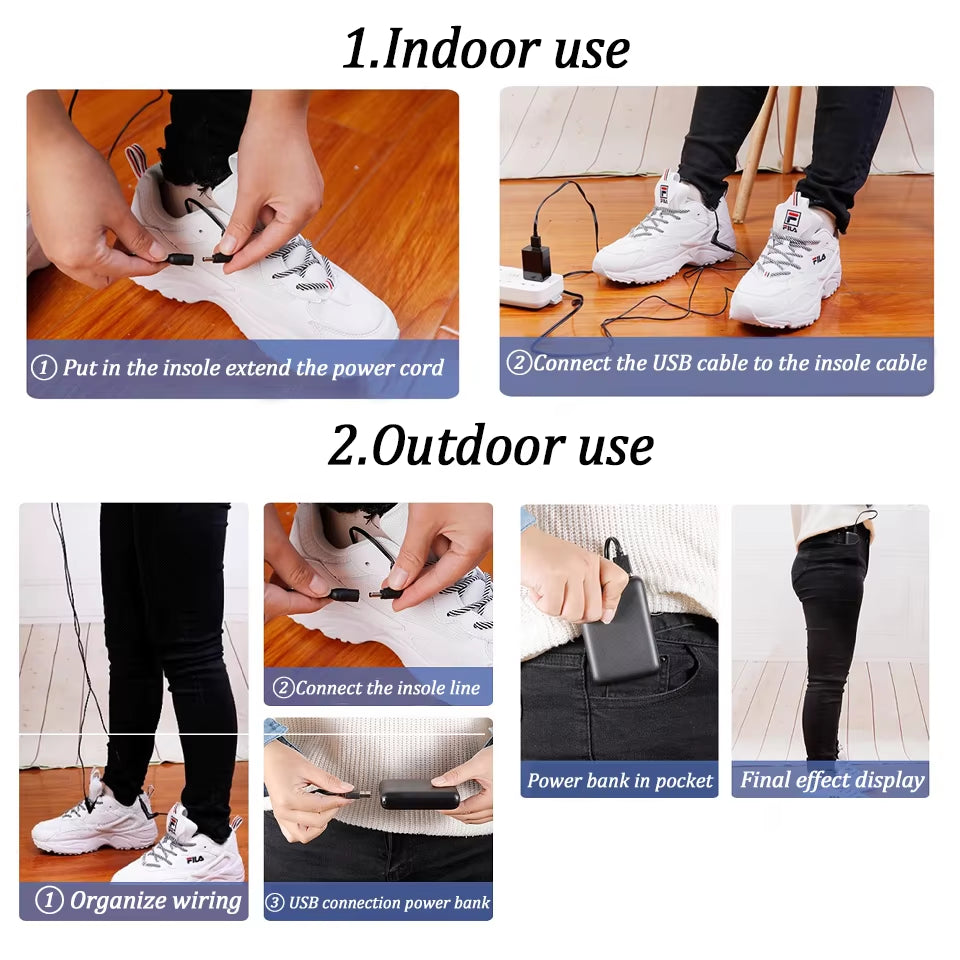 USB Heated Shoe Insoles for Feet Warm Sock Pad Mat Electrically Heating Insoles Washable Warm Thermal Insoles Man Women