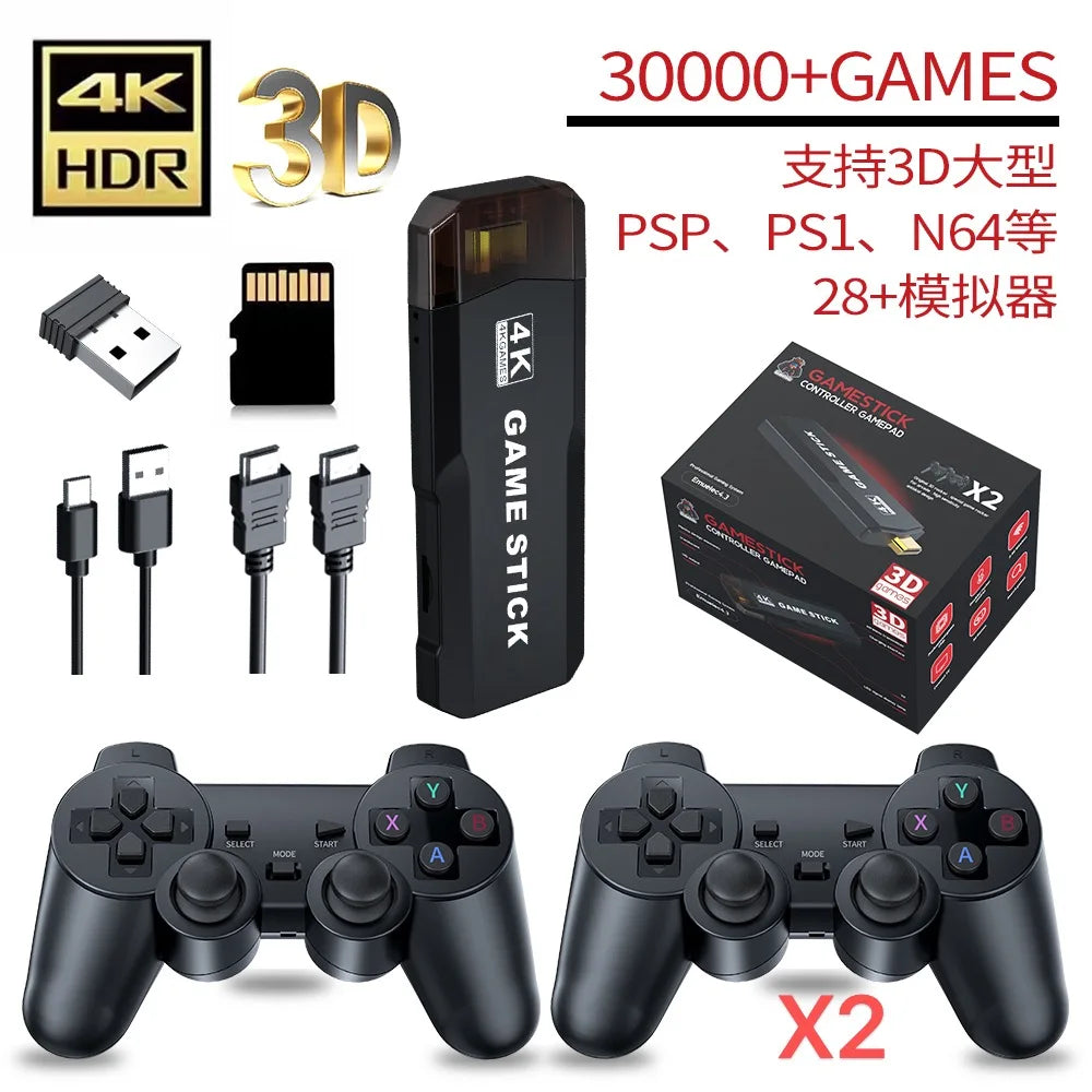 X2 plus Video Game Stick Console 2.4G Double Wireless Controller 40000 Games 64GB Retro Games for PSP PS1 FC Boy Gift