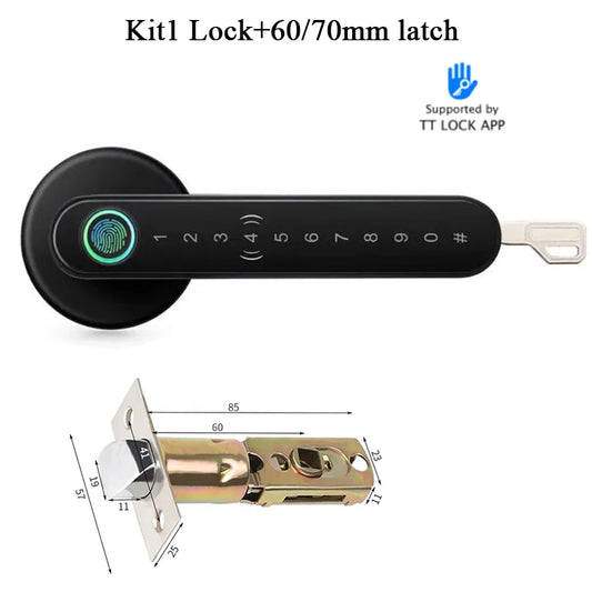 Bluetooth Lock TTLOCK Smart Home Door Lock Alexa Google Home Biometric Fingerprint Lock Electric Handle Lock Wooden Door