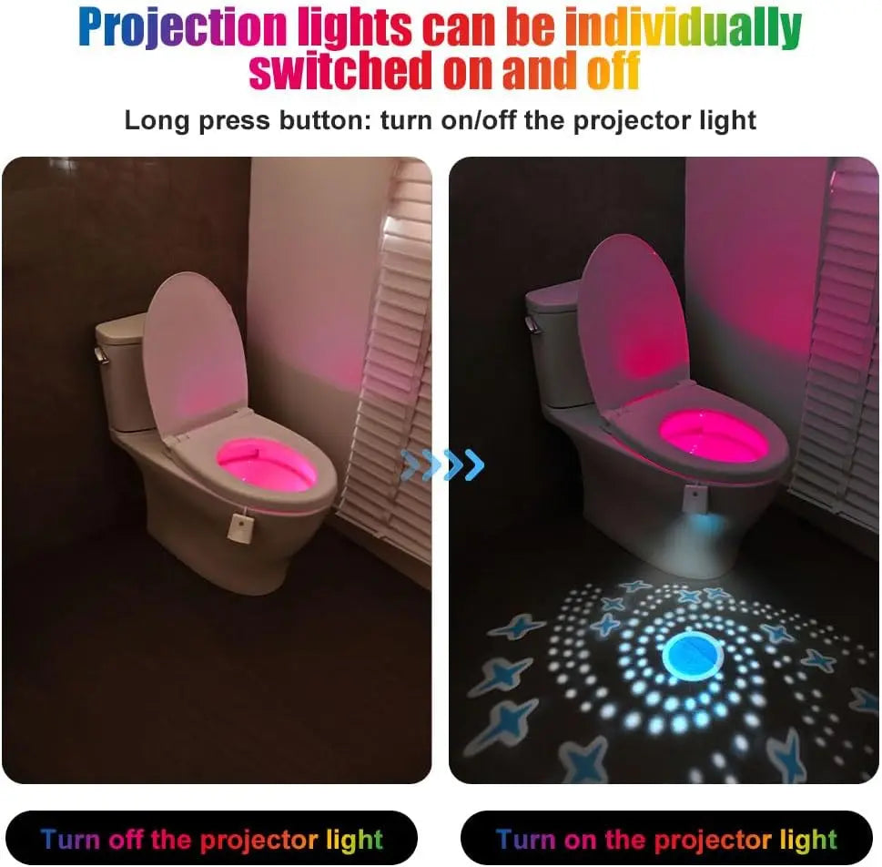 Toilet Light, Toilet Night Lights with Star Projector and Motion Sensor 16 Colors Changing,Toilet Bowl Seat LED Night Light