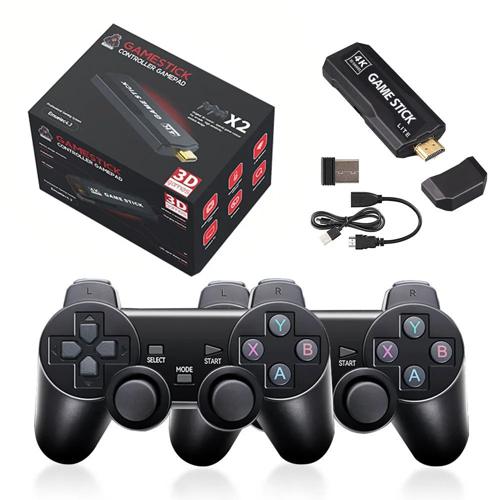 X2 plus Video Game Stick Console 2.4G Double Wireless Controller 40000 Games 64GB Retro Games for PSP PS1 FC Boy Gift