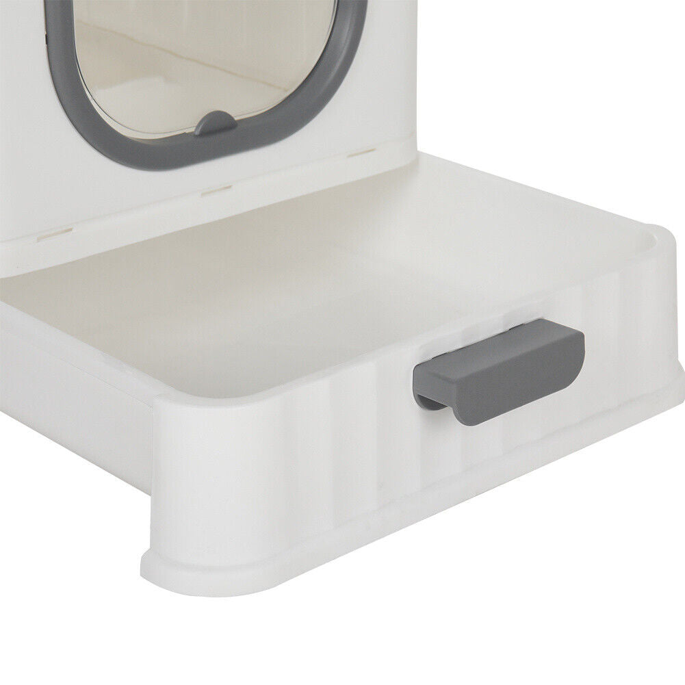 Grey Large Cat Litter Box Cat Pan Drawer Anti-Splashing Cat Potty Tray Cleaning