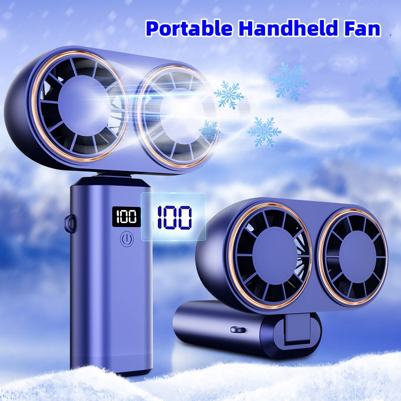 USB Handheld Mini Fan Foldable Portable Neck Hanging Fans 5 Speed USB Rechargeable Fan with Display Screen