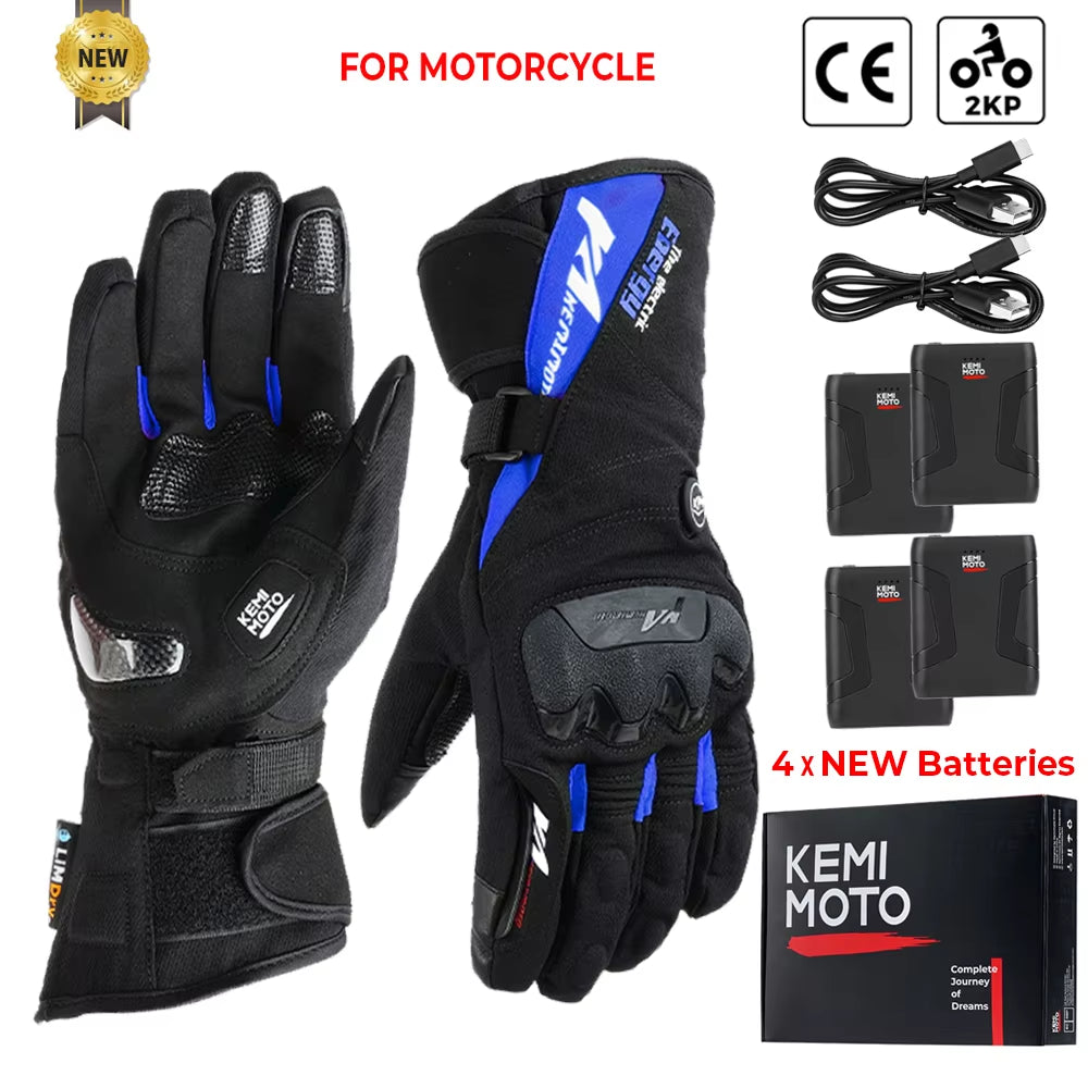 Motorcycle Snowmobile Heated Gloves Warm Touch Screen Heated Winter Skiing Gloves Waterproof Electric Heating Thermal Glove