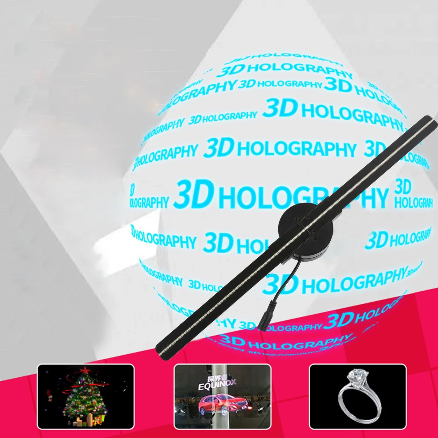 3D Fan Hologram Projector 42Cm Wall-Mounted or 8.8Cm Desktop Type Wifi LED RGB Sign Holographic Lamp Player Advertising Display