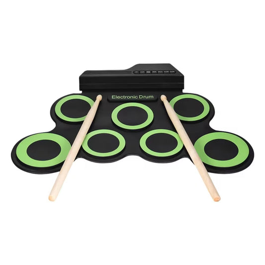 Compact Portable Electronic Drum Digital USB 7 Pad Foldable Drum Set Silicone Electric Drum Pad Set with Drumstick Pedal