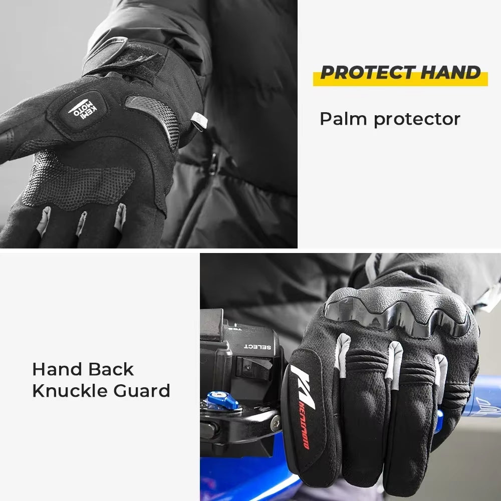 Motorcycle Snowmobile Heated Gloves Warm Touch Screen Heated Winter Skiing Gloves Waterproof Electric Heating Thermal Glove