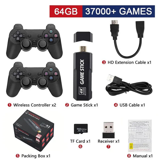 X2 plus Video Game Stick Console 2.4G Double Wireless Controller 40000 Games 64GB Retro Games for PSP PS1 FC Boy Gift