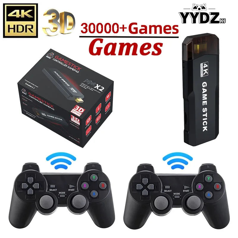 X2 plus Video Game Stick Console 2.4G Double Wireless Controller 40000 Games 64GB Retro Games for PSP PS1 FC Boy Gift