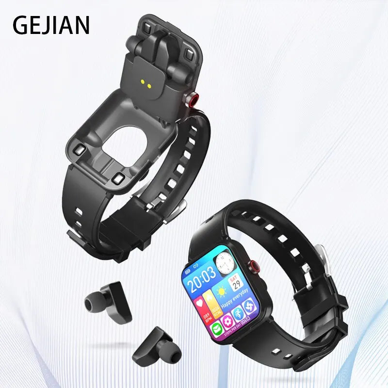 Smart Watch Bluetooth Waterproof Call Two-In-One Wireless Bluetooth Dual Earphone Call Sports Fitness Men'S Smart Watch