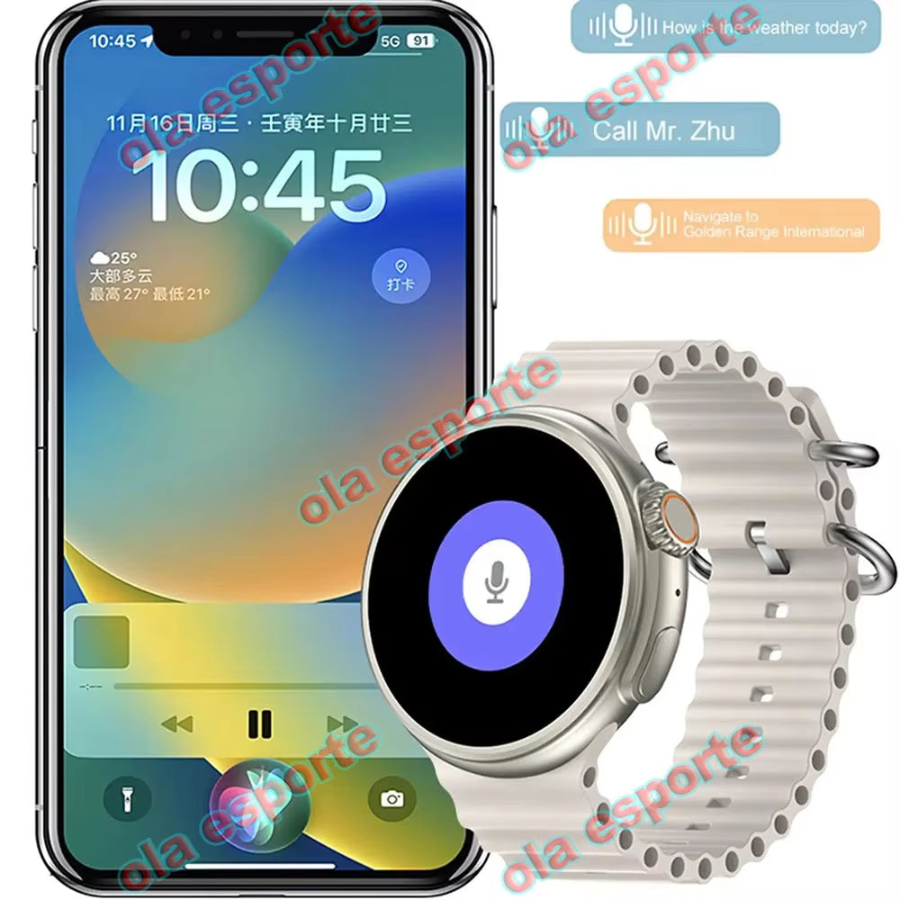 Round Smart Watch Ultra 9 Bluetooth Phone Call Smartwatch Wireless Charger Infinite Screen Sport Smart Bracelet PK Z78Ultra Kd56